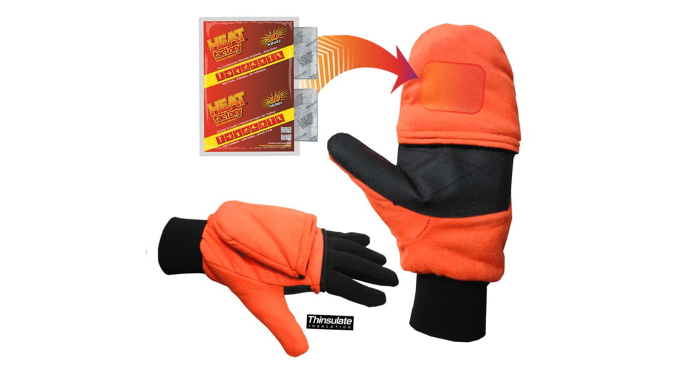Heat Factory Heated Pop Top Glove - Mens, Pair, Blaze Orange, Large 991-BO-LG