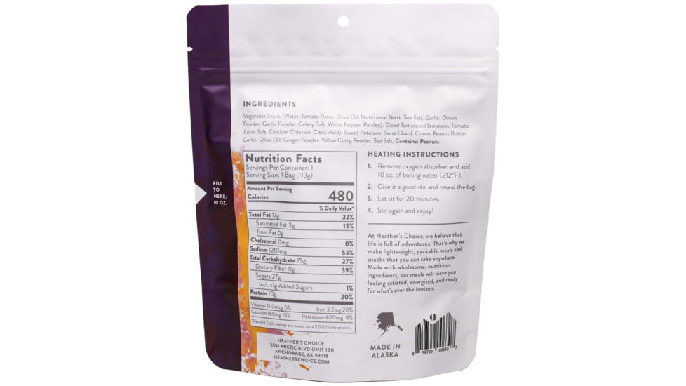 Heather's Choice African Peanut Stew Dehydrated Dinner, 113g, 10g Of Protein, African Peanut Stew
