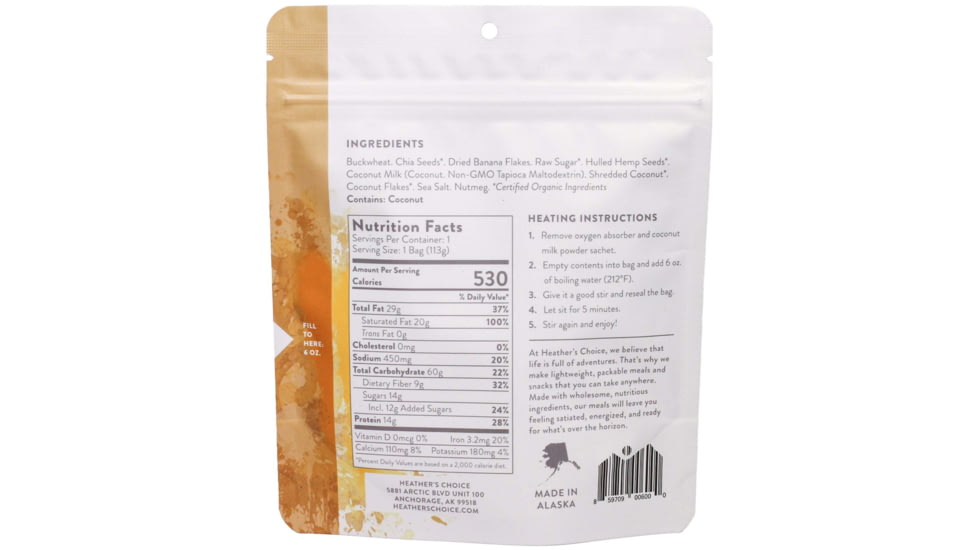 Heather's Choice Banana Nutmeg Buckwheat Dehydrated Breakfast, 113g, Gluten Free, Banana Nutmeg Buckwheat