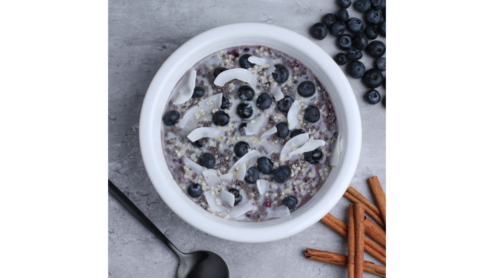 Heather's Choice Blueberry Cinnamon Buckwheat Dehydrated Breakfast, 113g, 13g Of Protein, Blueberry Cinnamon Buckwheat