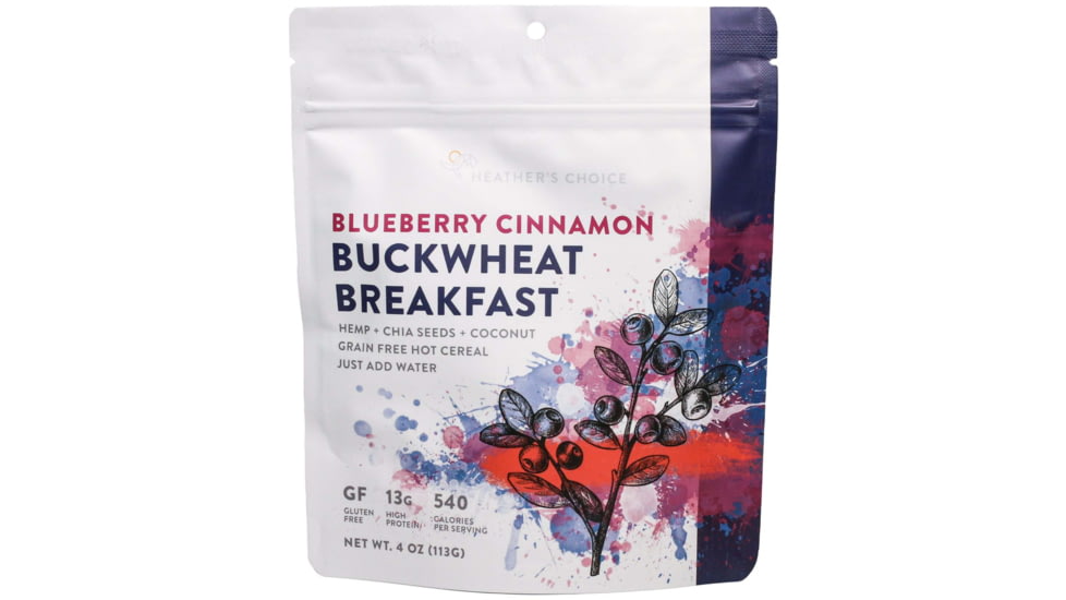 Heather's Choice Blueberry Cinnamon Buckwheat Dehydrated Breakfast, 113g, 13g Of Protein, Blueberry Cinnamon Buckwheat