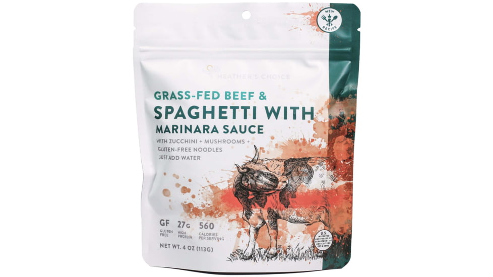 Heather's Choice Grass-Fed Beef Marinara With Spaghetti Dehydrated Dinner, 113g, 27g Of Protein, GFedBeefMarinSpag
