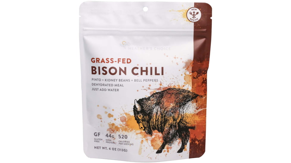 Heather's Choice Grass-Fed Bison Chili Dehydrated Dinner, 113g, 44g Of Protein, Grass-Fed Bison Chili