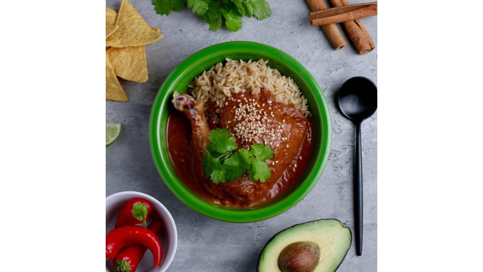 Heather's Choice Mole Sauce With Chicken And Rice Dehydrated Dinner, 113g, 28g Of Protein, MoleSauChickRice