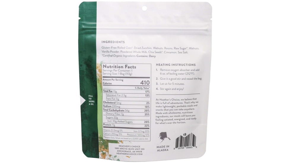 Heather's Choice Summer Harvest Oatmeal Dehydrated Breakfast, 113g, Gluten Free, Summer Harvest Oatmeal