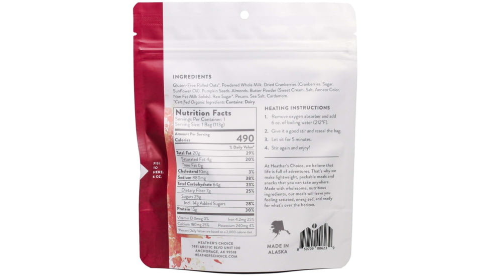 Heather's Choice Swiss Muesli With Milk Dehydrated Breakfast, 113g, 15g Of Protein, Swiss Muesli with Milk