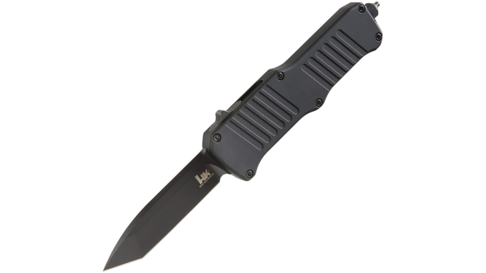 Heckler &amp; Koch Auto Hk Mini Incursion OTF Automatic Folding Knives w/ Glass breaker, 3in, Black PVD Coated 154CM Stainless Tanto Blade, Black Anodized Aluminum Handle, 54046
