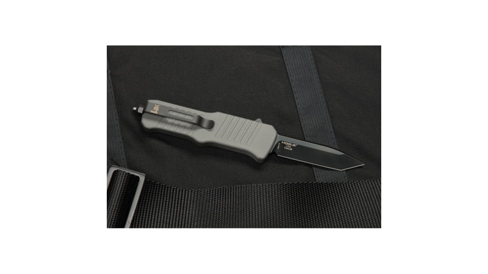 Heckler &amp; Koch Auto Hk Mini Incursion OTF Automatic Folding Knives w/ Glass breaker, 3in, Black PVD Coated 154CM Stainless Tanto Blade, Gray Anodized Aluminum Handle, 54042