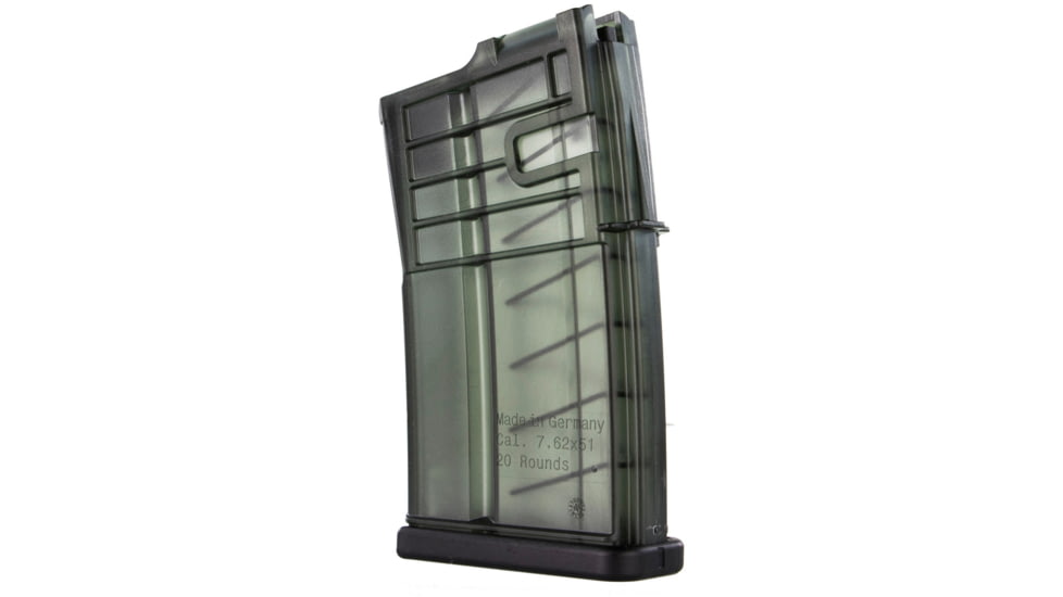 Heckler &amp; Koch Rifle Magazine, MR762, 7.62mm, 20 Round, Clear, 1 Pack, Polymer, 234708S-20RD