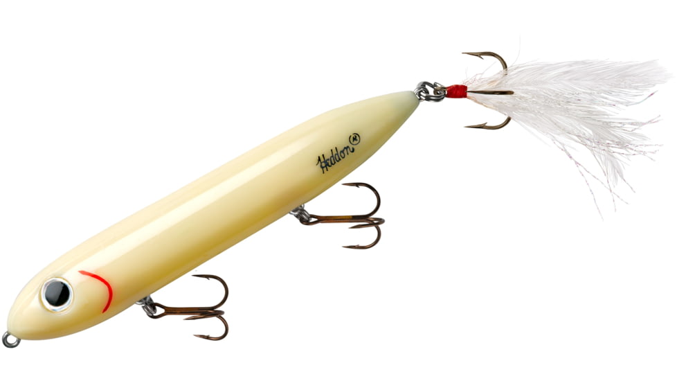 Heddon Super Spook Topwater Walking Bait, 5in, 7/8oz, Feathered Treble, Bone, X9256F14