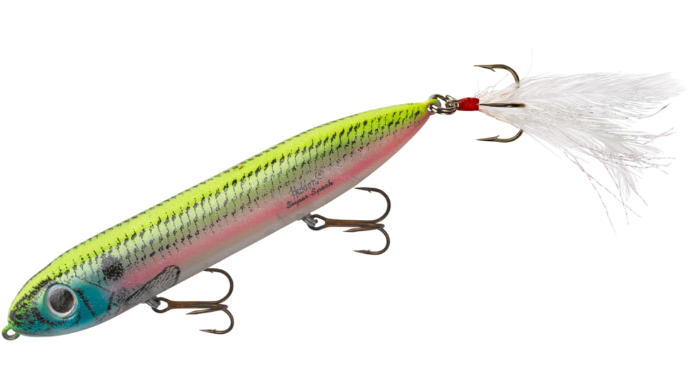 Heddon Super Spook Topwater Walking Bait, 5in, 7/8oz, Feathered Treble, Okie Shad, X9256FHOS