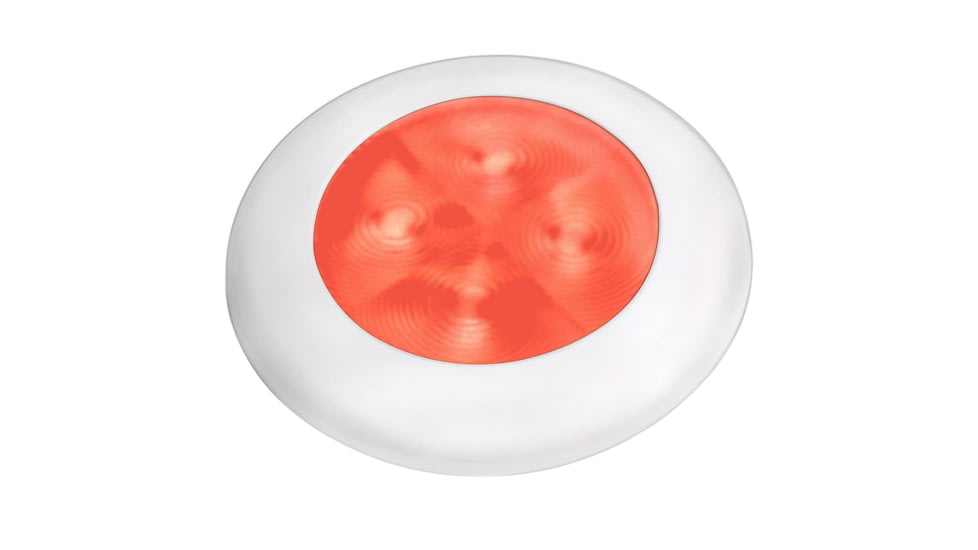 Hella Marine 24V LED Round Courtesy Lamp w/ White Bezel, Red, 980508241