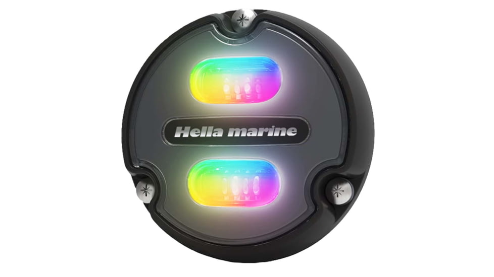 Hella Marine Apelo A1 RGB 1800 Lumens LED Underwater Light w/ Black Housing, Charcoal Lens, 016146-001