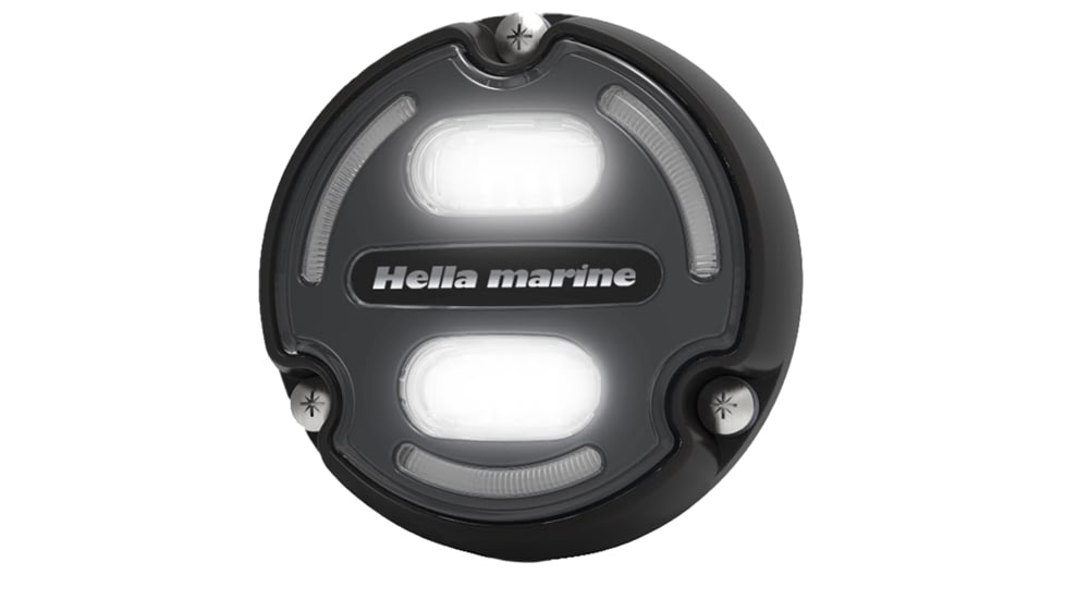 Hella Marine Apelo A2 Blue White 3000 Lumens LED Underwater Light w/ Housing, Black Housing, Charcoal Lens w/Edge Light, 016147-001