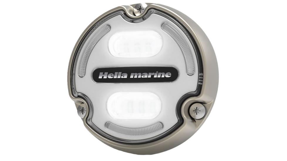Hella Marine Apelo A2 Blue White 3000 Lumens LED Underwater Light w/ Housing, Bronze Housing, White Lens w/Edge Light, 016147-101