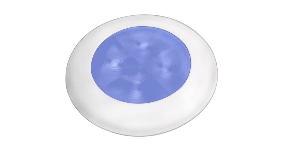 Hella Marine 24V LED Round Courtesy Lamp w/ White Bezel, Blue, 980503241
