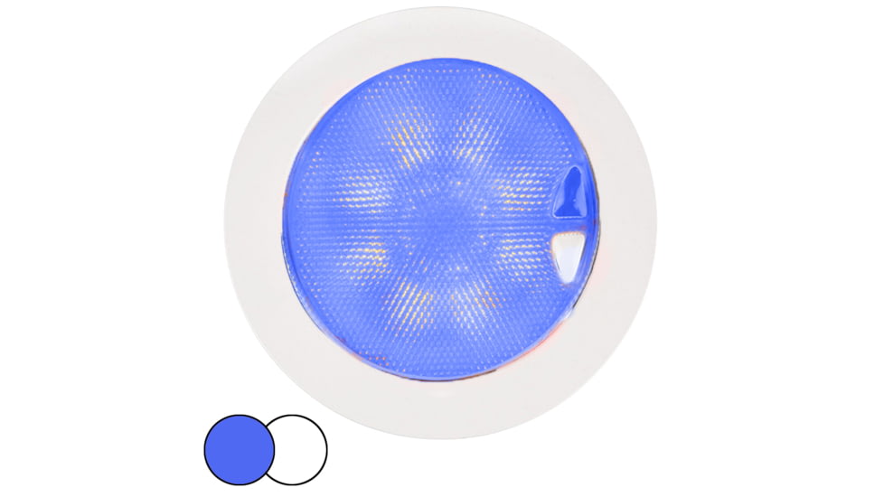 Hella Marine EuroLED 150 Recessed Surface Mount Touch Lamp - Blue/White LED - White Plastic Rim 65420