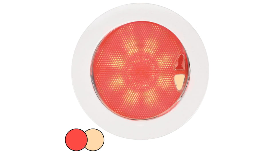 Hella Marine EuroLED 150 Recessed Surface Mount Touch LED Lamp w/ White Plastic Rim, Red/Warm White, 980630102
