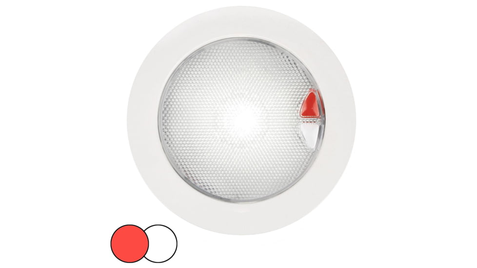 Hella Marine EuroLED 150 Recessed Surface Mount Touch LED Lamp w/ White Plastic Rim, Red/White, 980630002