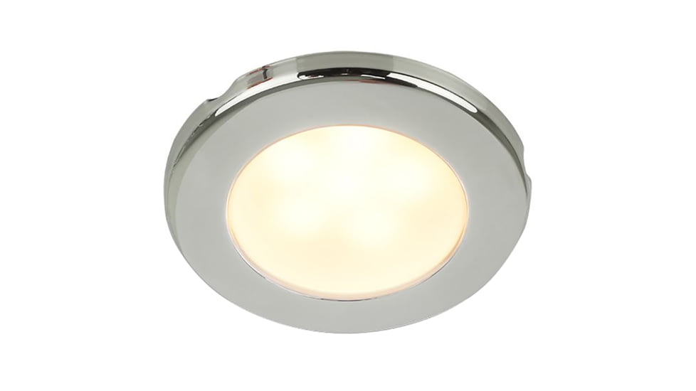 Hella Marine EuroLED 75 3in Round Screw Mount Down LED Light, Stainless Steel Rim, 12V, Warm White, 958109021