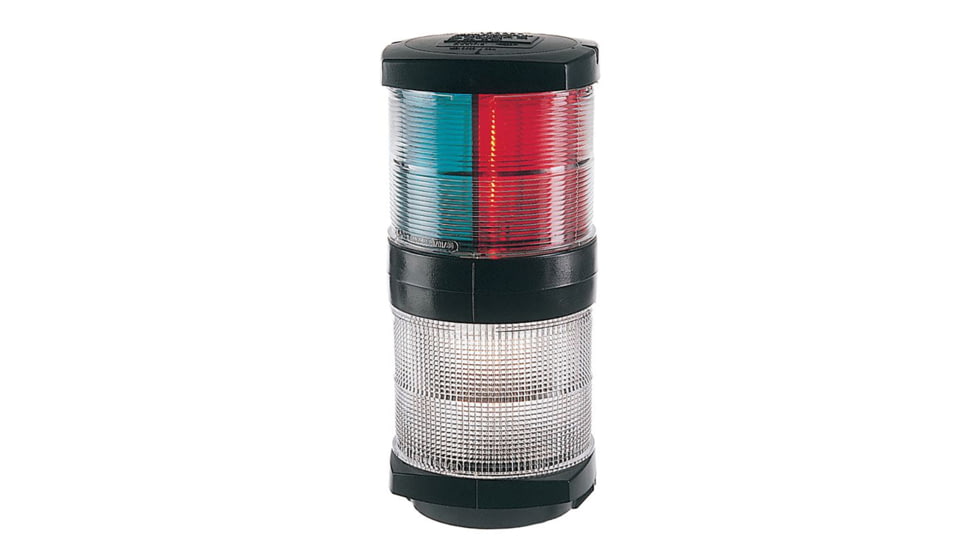 Hella Marine Incandescent Tri-Color Navigation Light/Anchor Navigation 12V LED Lamp w/ Housing, 2nm, Black, 2984601