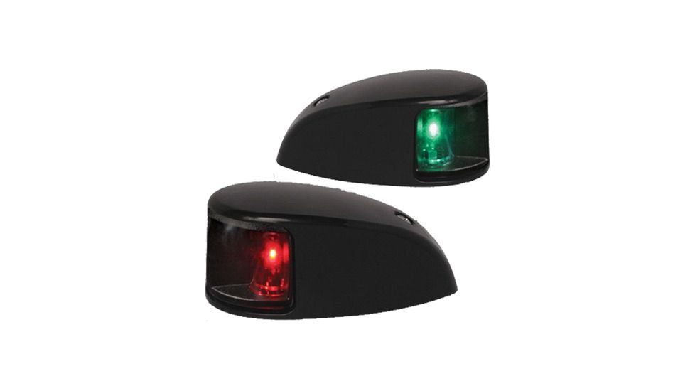 Hella Marine NaviLED Deck Mount Port &amp; Starboard LED Light Pair w/ Housing, 2nm, Clear Lens/Black Housing, 980620901