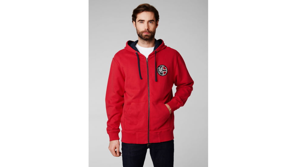 Helly Hansen 1877 Full Zip Hoodie - Mens, Flag Red, 2XL, 53226-111-2XL