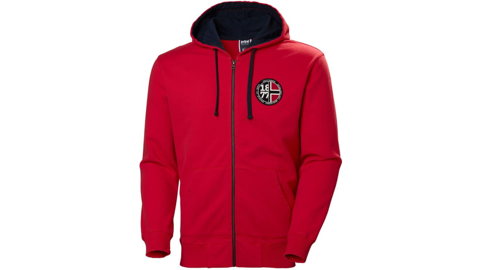 Helly Hansen 1877 Full Zip Hoodie - Mens, Flag Red, 2XL, 53226-111-2XL