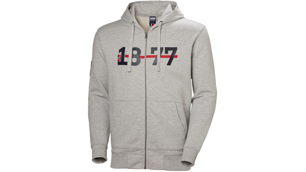 Helly Hansen 1877 Full Zip Hoodie - Mens, Grey Melange, Extra Large, 53226-950-XL
