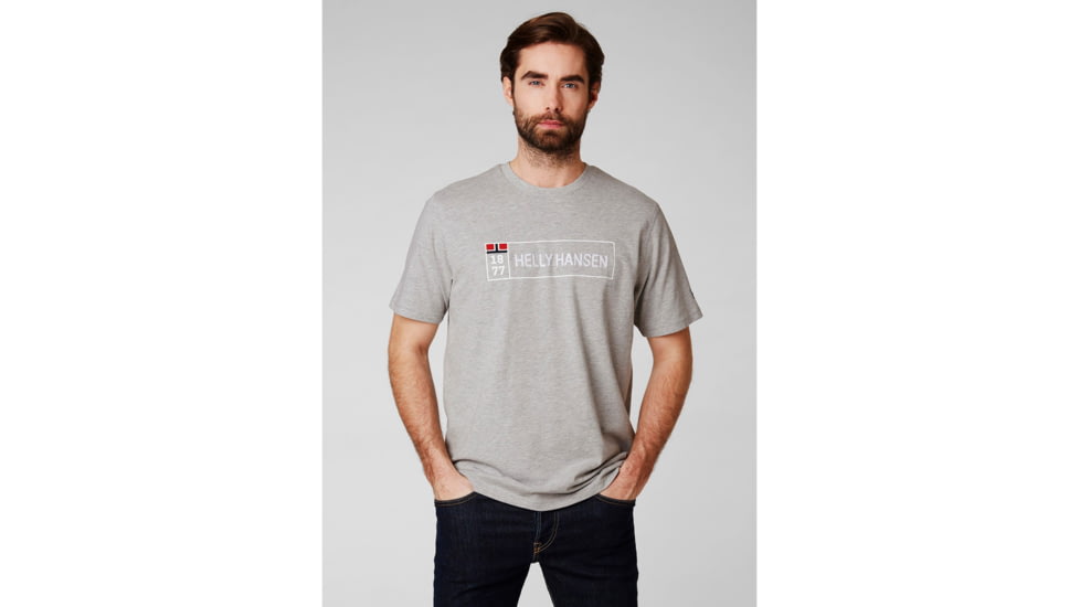 Helly Hansen 1877 T-Shirt - Mens, Grey Melange, Extra Large, 53227-950-XL
