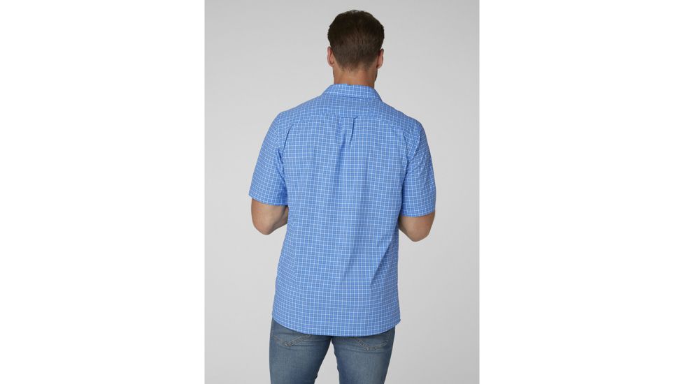 Helly Hansen Fjord QD Short Sleeve Shirt - Mens, Cornflower Check, Large, 34048-509-L