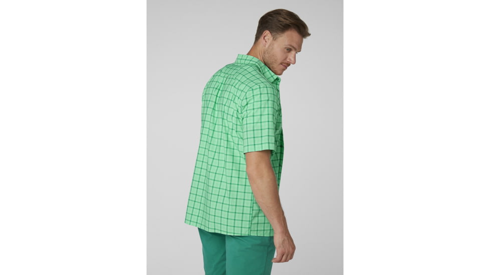 Helly Hansen Fjord Qd Short Sleeve Shirt - Mens, Pepper Green Check, 2XL, 34048471-2XL