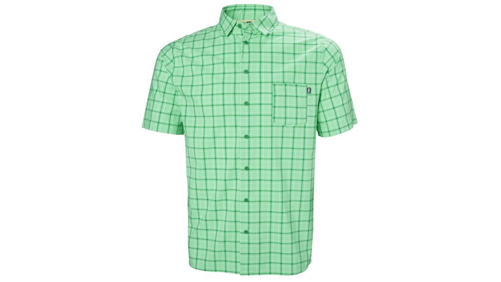 Helly Hansen Fjord Qd Short Sleeve Shirt - Mens, Pepper Green Check, 2XL, 34048471-2XL
