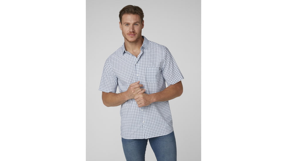 Helly Hansen Fjord Qd Short Sleeve Shirt - Mens, White Check, 2XL, 34048001-2XL