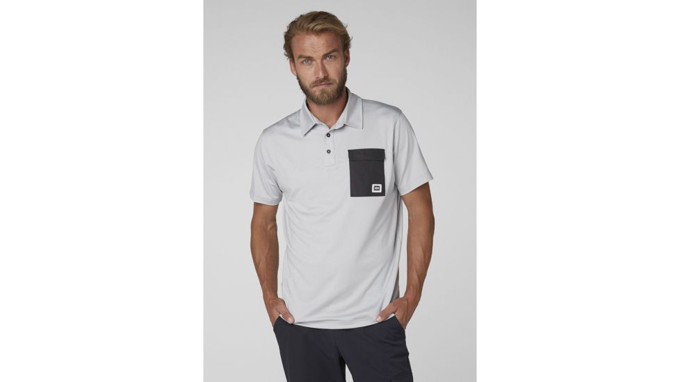 Helly Hansen Oksval Ss Polo - Mens, Grey Fog Melange, Medium, 62896853-M