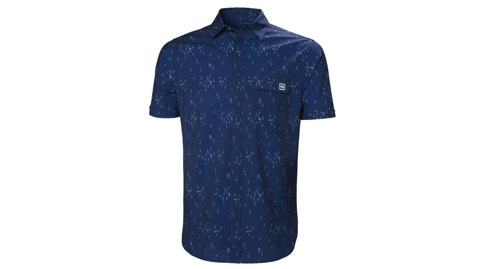 Helly Hansen Oya Short Sleeve Shirt - Mens, Catalina Blue Print, Extra Large, 62854541-XL