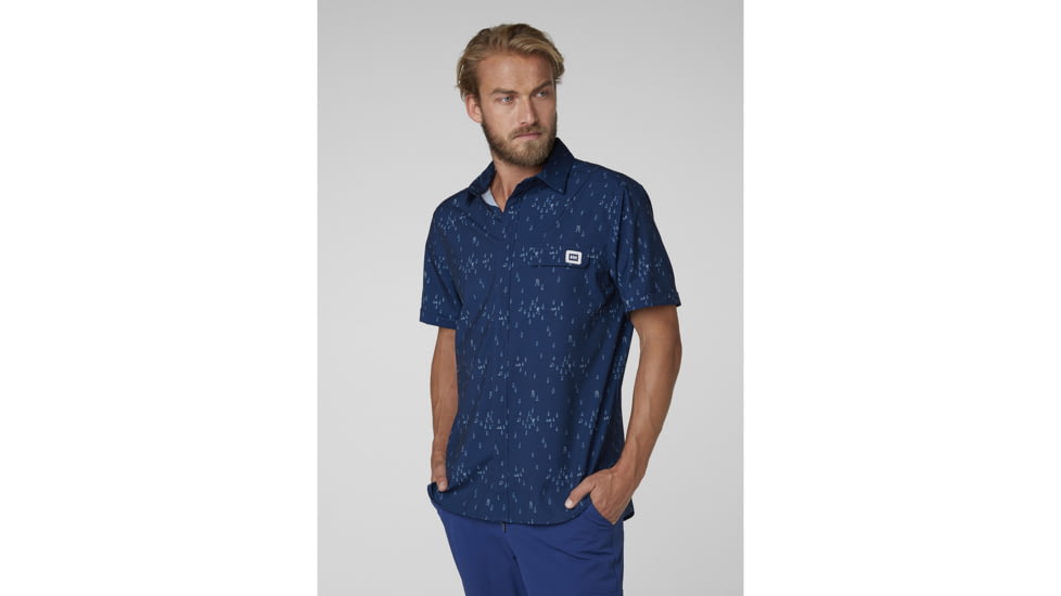 Helly Hansen Oya Short Sleeve Shirt - Mens, Catalina Blue Print, Large, 62854-541-L