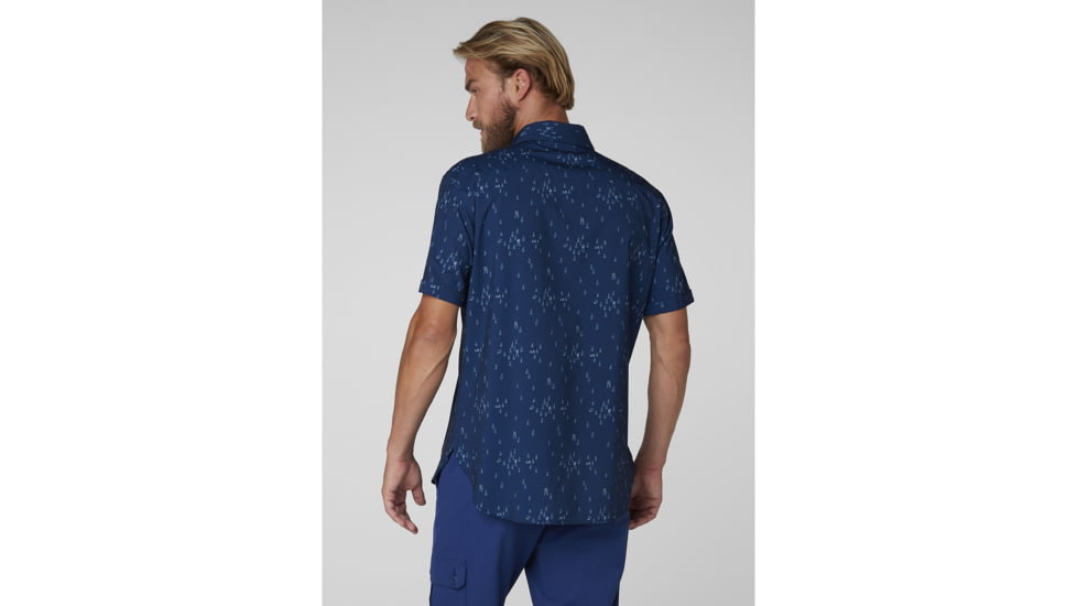 Helly Hansen Oya Short Sleeve Shirt - Mens, Catalina Blue Print, Large, 62854-541-L