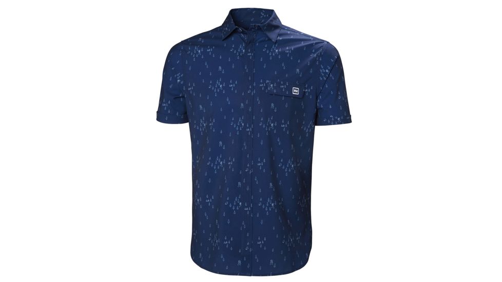 Helly Hansen Oya Short Sleeve Shirt - Mens, Catalina Blue Print, Medium, 62854-541-M