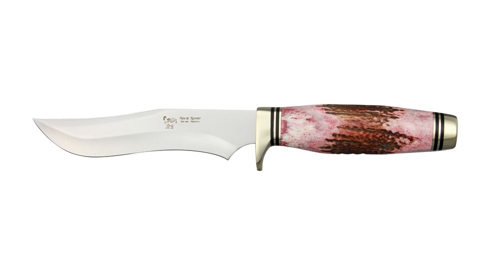 Hen &amp; Rooster Bowie Stag Red Fixed Blade Knife, 5.875in, German Stainless Blade, Red Stag Handle HR4800RDS