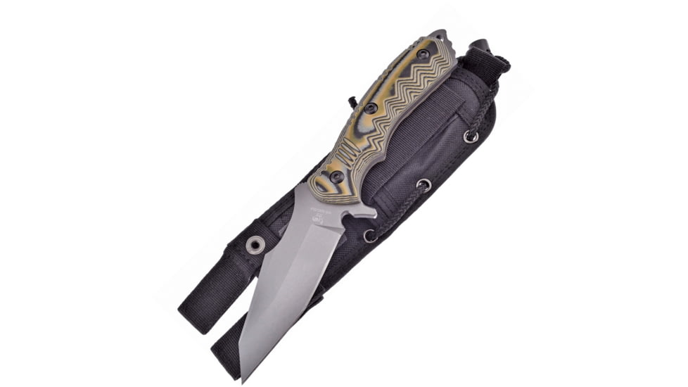 Hen &amp; Rooster Camo Knife, 10in Overall, 4in Gray Coated SS Blade, Camo Sculpted G10 Handle, Black Nylon Sheath, HR-008S/BLK