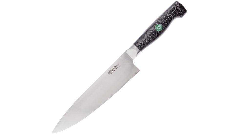 Hen &amp; Rooster Chefs Knife Black G10, 8 satin finish 4116 stainless blade, Black and gray G10 handle, HRI-057B/G10