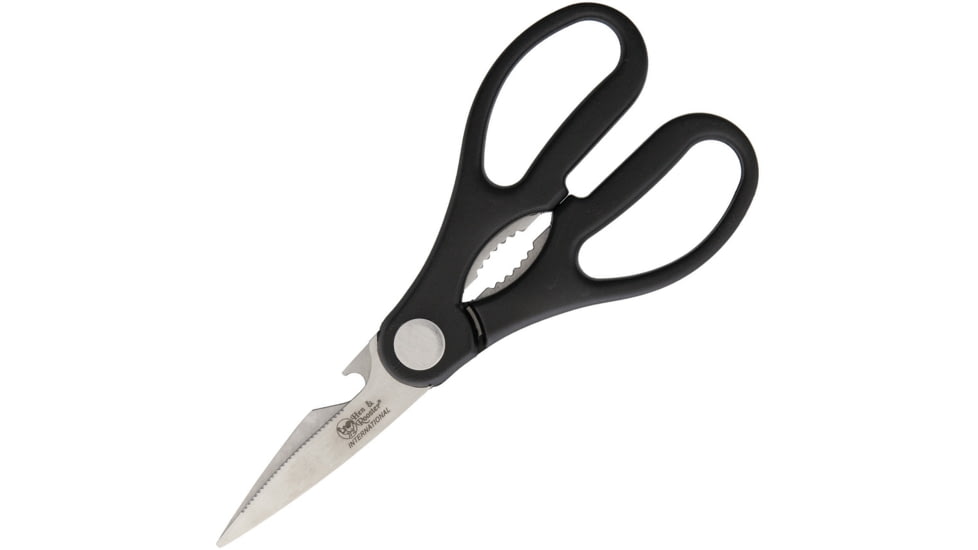 Hen &amp; Rooster Kitchen Shears, Kitchen Shears, 8in Overall, 2.88in SS Blades, Black Synthetic Handles, Nutcracker Notch, Bottle Opener, Black, HRI-040B