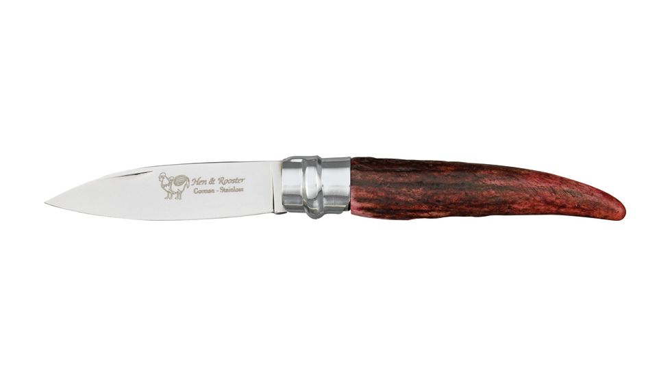 Hen &amp; Rooster Locking Folder Red Folding Knife, 2.625in, German Stainless Blade, Red Bone Handle HR5053R