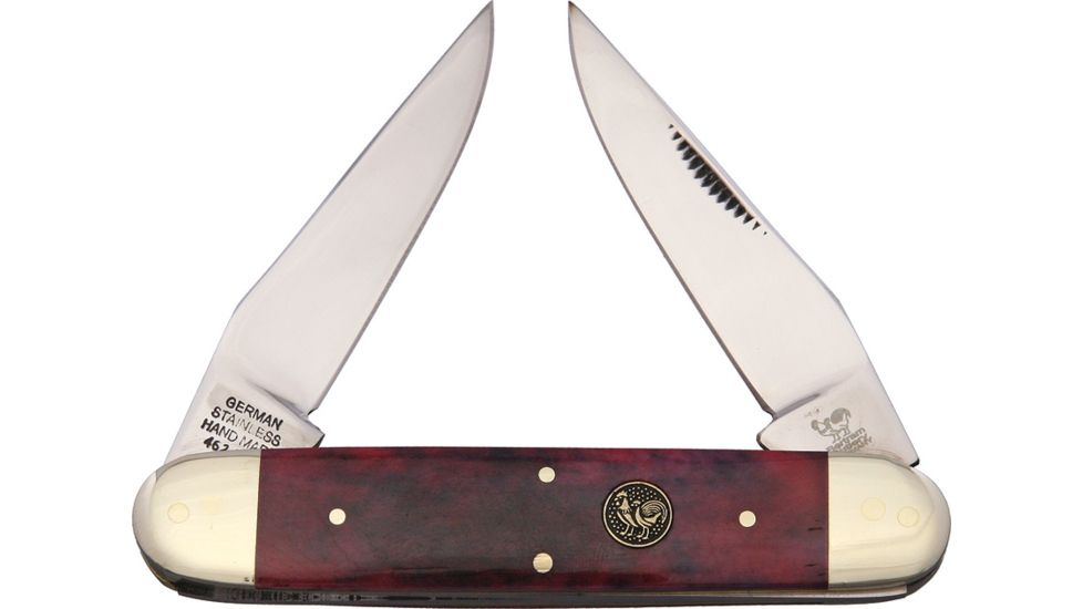 Hen &amp; Rooster Muskrat Brown Smooth Bone Folding Knife,Twin Clip,Bown,Smooth Bone Handle HR462BRB