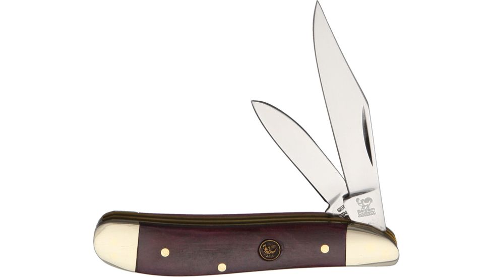 Hen &amp; Rooster Peanut Brown Bone Folding Knife,Clip and Pen,Brown,Smooth Bone Handle HR402BRB