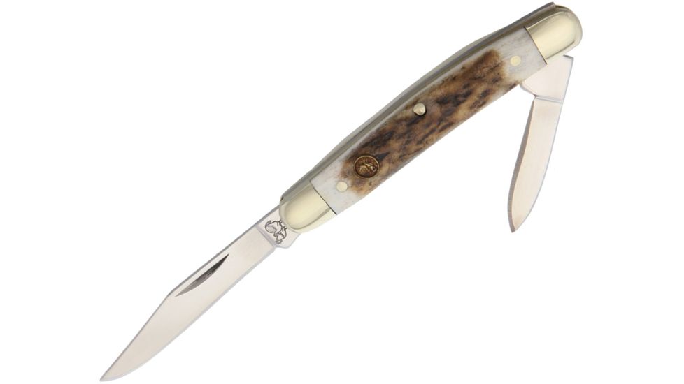 Hen &amp; Rooster Pen Knife Deer Stag Folding Knife,Clip and Pen,Deer Stag Handle HR302DS
