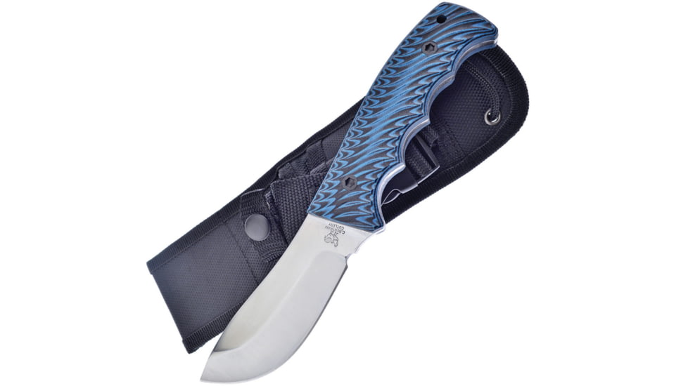 Hen &amp; Rooster Skinner Black/Blue Knife, 4 satin finish stainless skinner blade, Black and blue sculpted G10 handle, HR-005BL