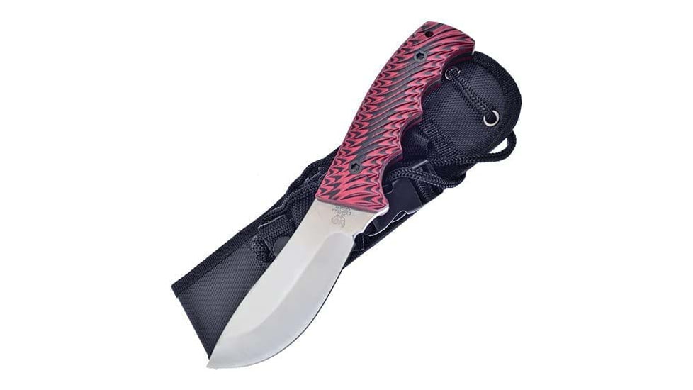 Hen &amp; Rooster Skinner Black/Red Knife, 4" satin finish stainless skinner blade, Black and red sculpted G10 handle, HR-005R