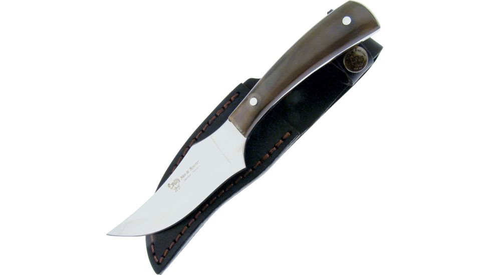 Hen &amp; Rooster Skinner Buffalo Horn Fixed Blade Knife, 4in, German Steel, Standard Edge, Buffalo Horn Handle HR5028BH